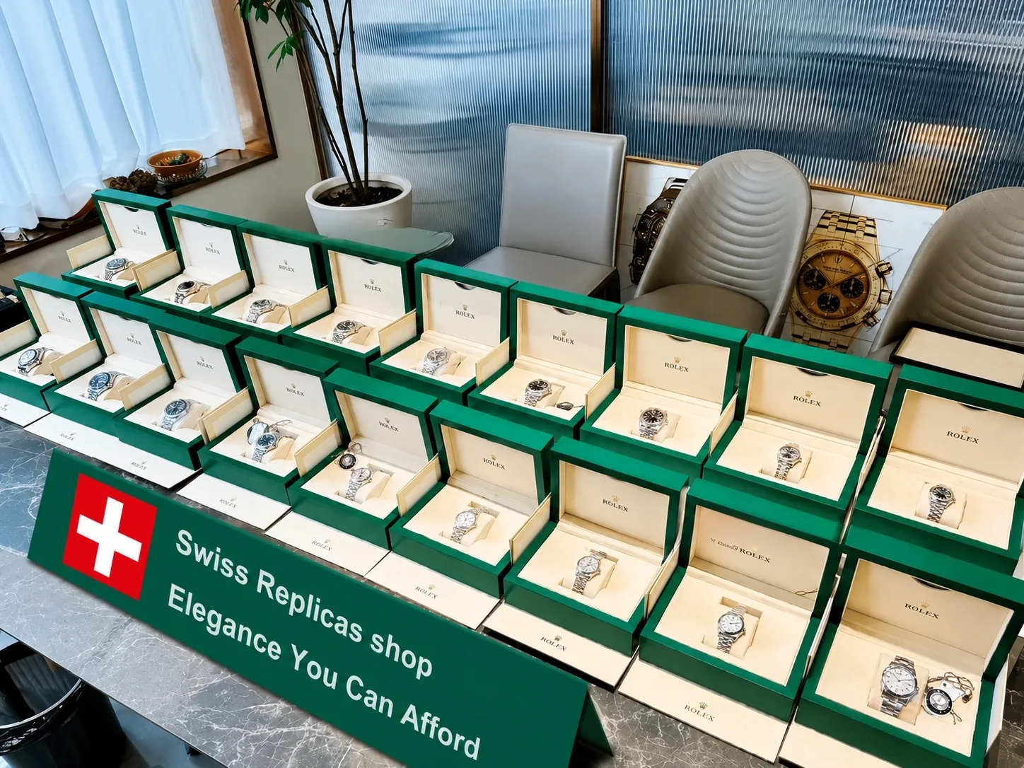 Swiss Replica Rolex display