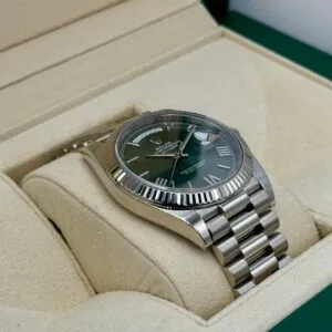 RLX Day-Date "President" 40mm White Gold Green Roman Dial - 228239