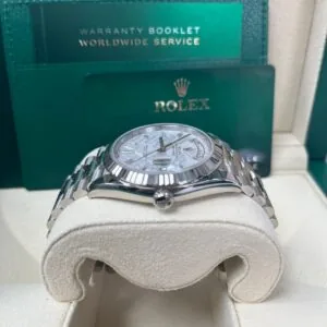 RLX Day-Date "President" 40mm White Gold Meteorite Diamond Baguette Dial - 228239
