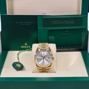 RLX Day-Date "President" 40mm Yellow Gold Silver Index Dial - 228238