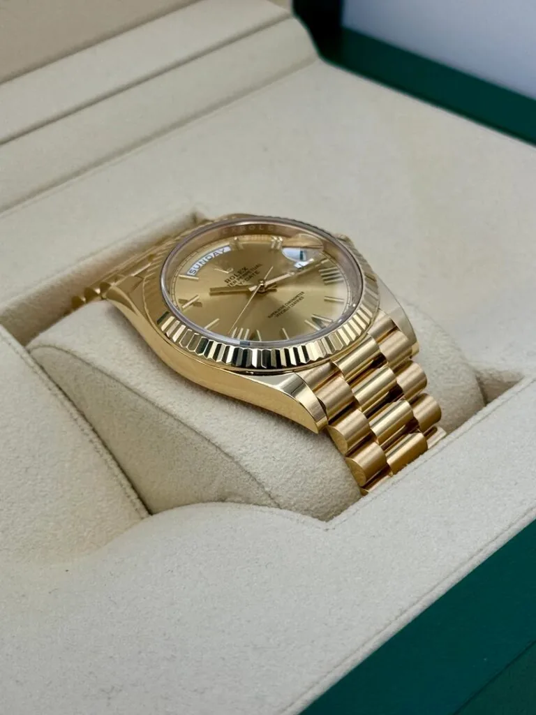 RLX Day-Date "President" 40mm Yellow Gold Champagne Roman Numeral Dial - 228238