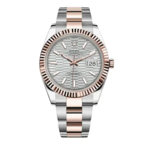 RLX Datejust 41mm 126331 Silver Fluted Motif Dial Two Tone Stainless Steel & 18K Rose Gold Jubilee Bracelet Men's Watch