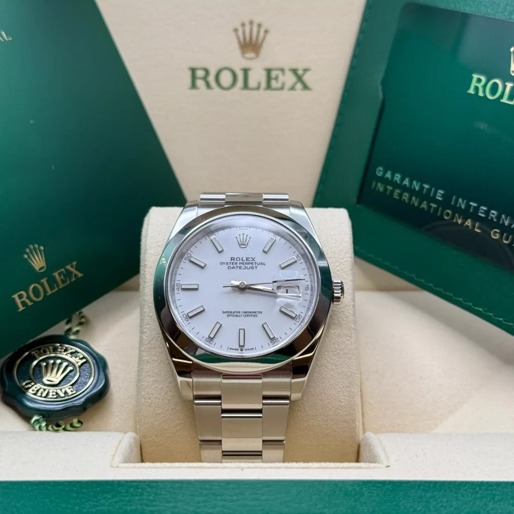 RLX Datejust 41mm 126300 White Index Oyster Stainless Steel Watch