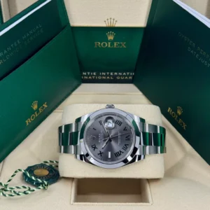 RLX Datejust 41mm 126300 Slate Roman Oyster Stainless Steel Watch