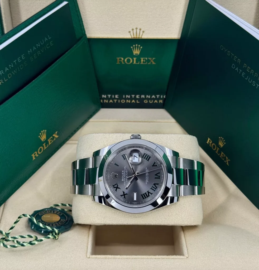 RLX Datejust 41mm 126300 Slate Roman Oyster Stainless Steel Watch