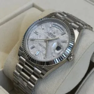 RLX Day-Date "President" 40mm Platinum Meteorite Diamond Baguette Dial - 228236