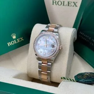 RLX Datejust m278381-0025/0026 Mother-of-Pearl Diamond 31mm Dial Diamond-Set Bezel and Oyster Bracelet Watch