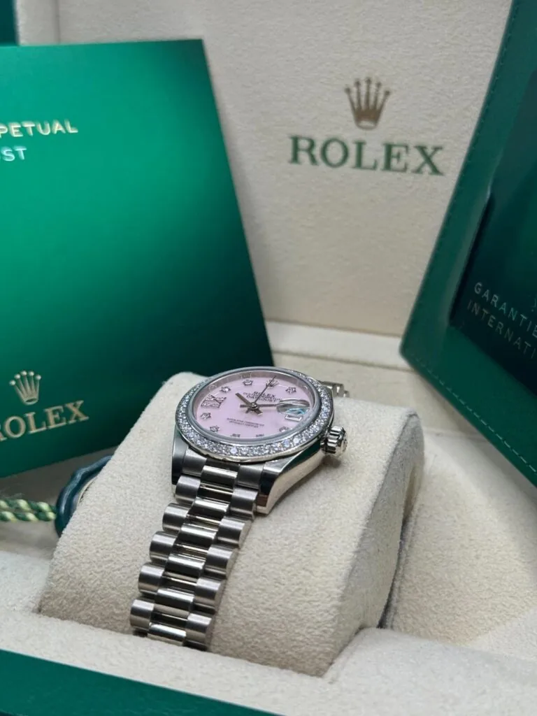 RLX Lady-Datejust 31mm 279139RBR Pink Opal Diamond Dial and Diamond Bezel White Gold Bracelet