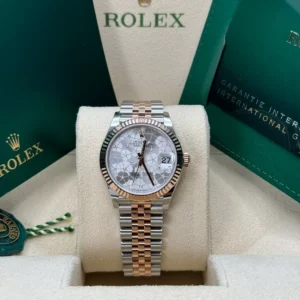 RLX Datejust m278271-0031/0032 Silver Floral Motif 31mm Dial Oyster Bracelet Watch