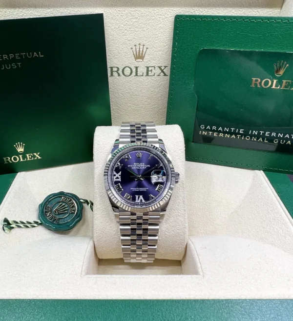 RLX Datejust 36mm 126234 Datejust Aubergine Purple Diamond Roman Oyster Stainless Steel