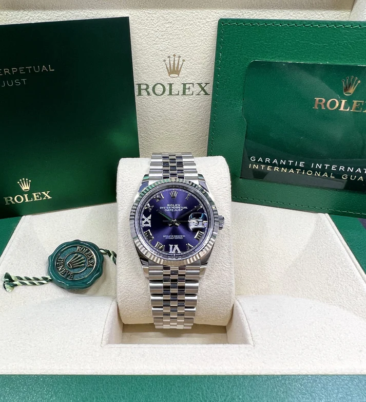 RLX Datejust 36mm 126234 Datejust Aubergine Purple Diamond Roman Oyster Stainless Steel
