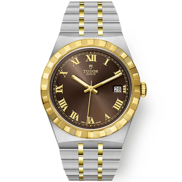TUDOR Royal 38mm Two-Tone Brown Roman Dial Automatic Bracelet Watch M28503-0007