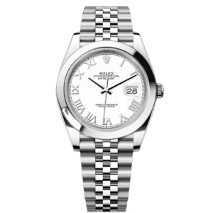 RLX Datejust 41mm Smooth Bezel White Roman Dial Jubilee - 126300