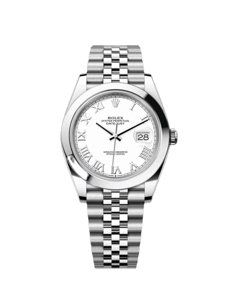RLX Datejust 41mm Smooth Bezel White Roman Dial Jubilee - 126300