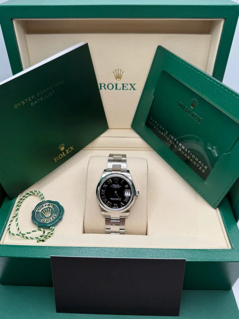 RLX Datejust m278240-0001/0002 31mm Black Roman Domed Bezel Oyster Oystersteel