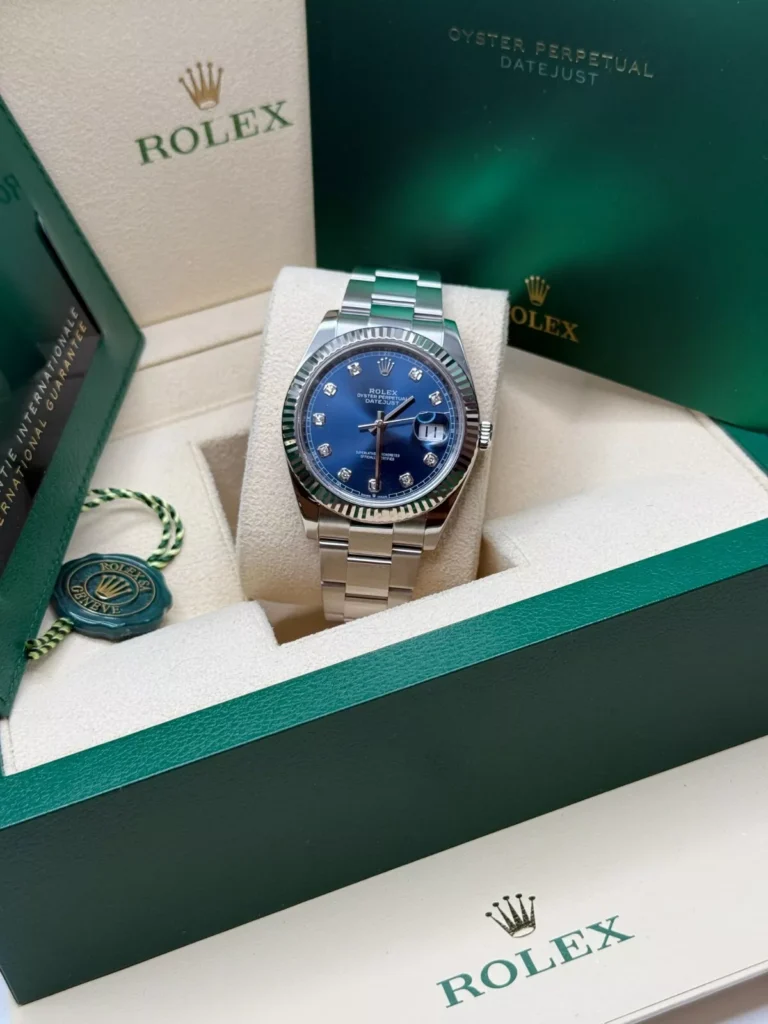 RLX Datejust 41mm 126334 Blue Diamond Oyster Stainless Steel Mens Watch