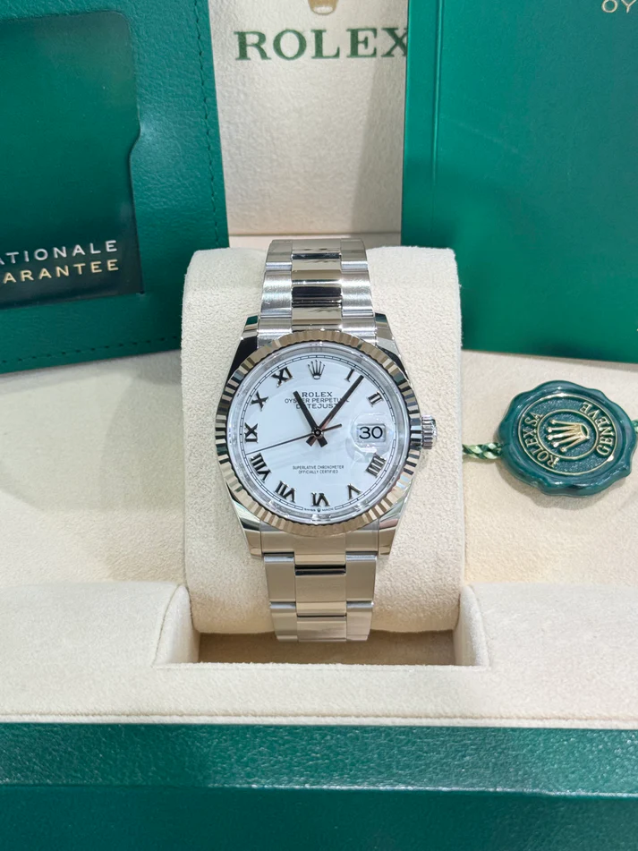 RLX Datejust 36mm 126234 White Roman Dial Oyster Stainless Steel Mens