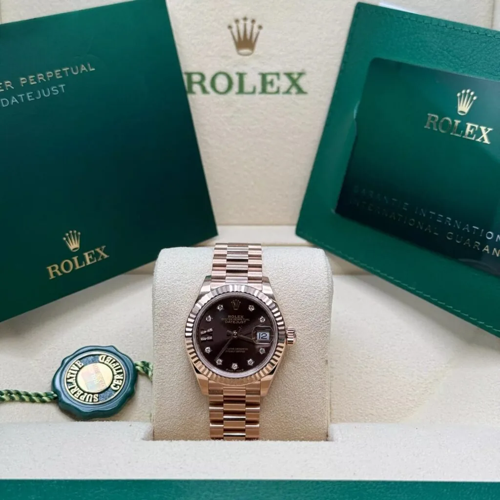 RLX Lady-Datejust 31mm 279175 Chocolate Diamond-Set Dial President Everose Gold