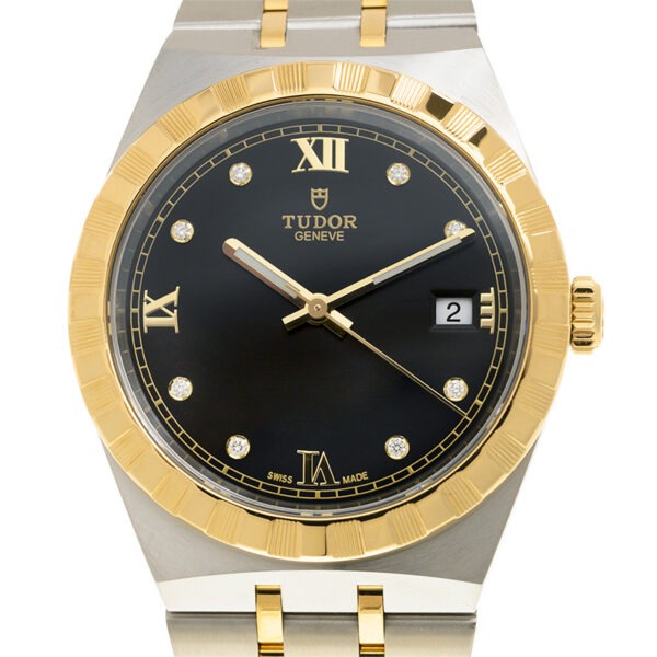 【7A Quality】TUDOR Royal 38mm Two-Tone Black Diamond Dial Automatic Bracelet Watch M28503-0004