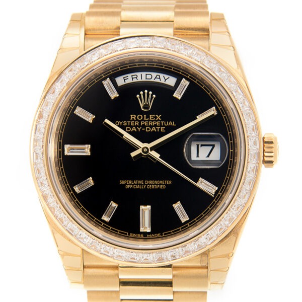 RLX Day-Date 40mm 228398TBR-0001 Bright Black Dial President Watch