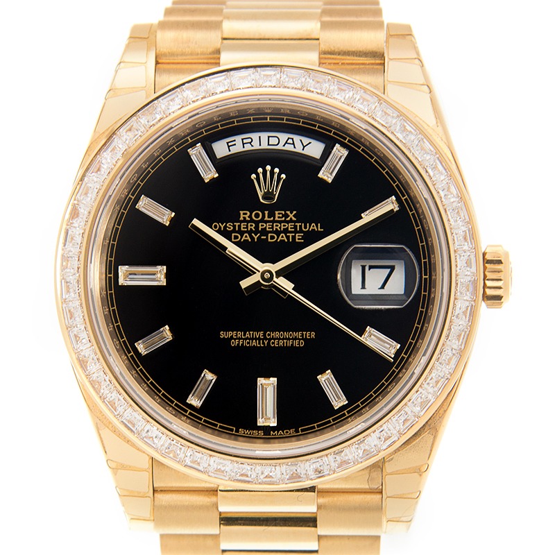 RLX Day-Date 40mm 228398TBR-0001 Bright Black Dial President Watch