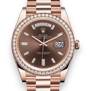 RLX Day-Date 40mm Chocolate Dial and Diamond Bezel 228345rbr-0024