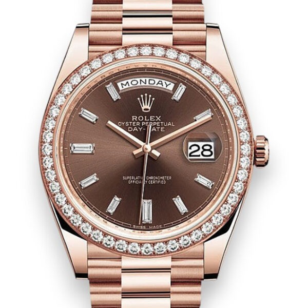 RLX Day-Date 40mm Chocolate Dial and Diamond Bezel 228345rbr-0024