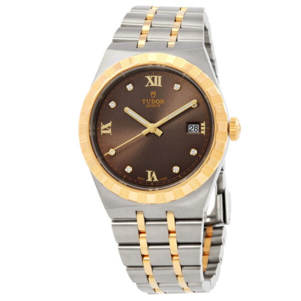 TUDOR Royal 38mm Two-Tone Brown Diamond Dial Automatic Bracelet Watch M28503-0008