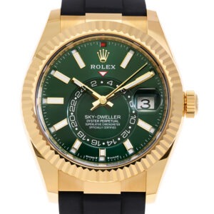RLX Sky-Dweller 42mm Yellow Gold Bright Green Dial Oysterflex - 336238 - New 2025 Release