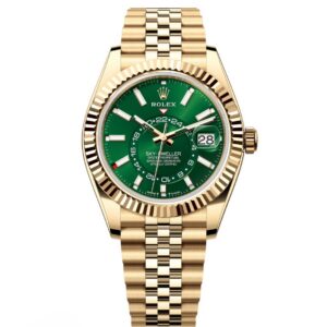 RLX Sky-Dweller 42mm 336938-0007/0008 Yellow Gold Bright Green Dial Jubilee