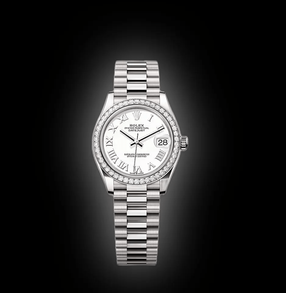RLX Datejust m278289RBR-0007 White Dial White Gold President Watch