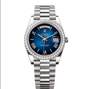 RLX Day-Date 40mm 228349RBR-0045 Blue Ombré Dial President Bracelet