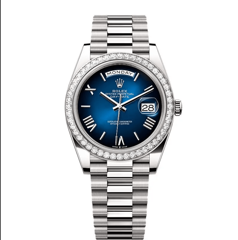RLX Day-Date 40mm 228349RBR-0045 Blue Ombré Dial President Bracelet