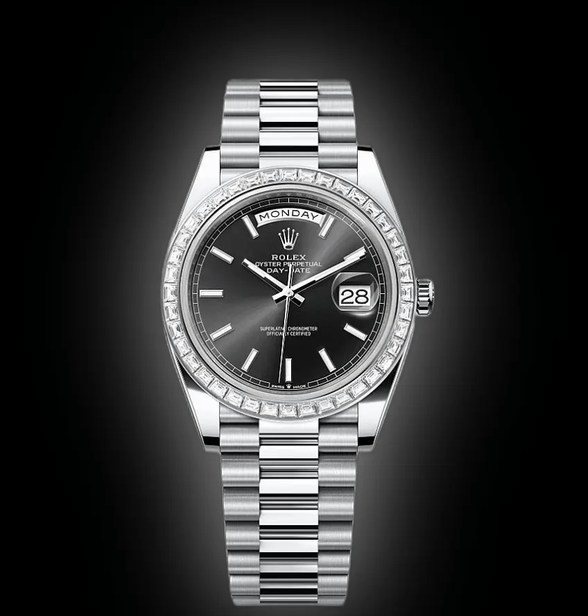 RLX Day-Date 40mm 228396TBR-0024 Black Dial Diamond Bezel
