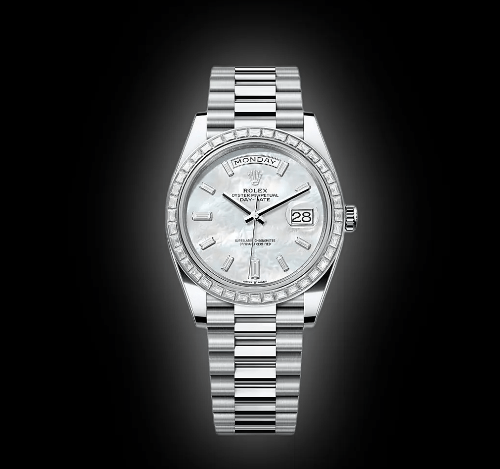 RLX Day-Date 40mm 228396TBR-0043 Mother Of Pearl Diamond Dial and Bezel