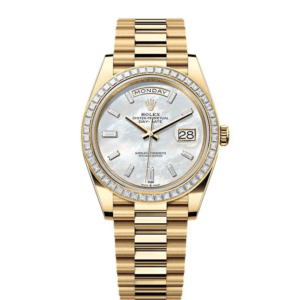 RLX Day-Date 40mm 228398TBR-0043 White Mother-of-Pearl Dial President Watch