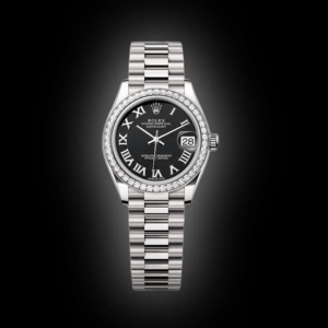 RLX Datejust m278289RBR-0011 Bright Black Dial White Gold President Watch