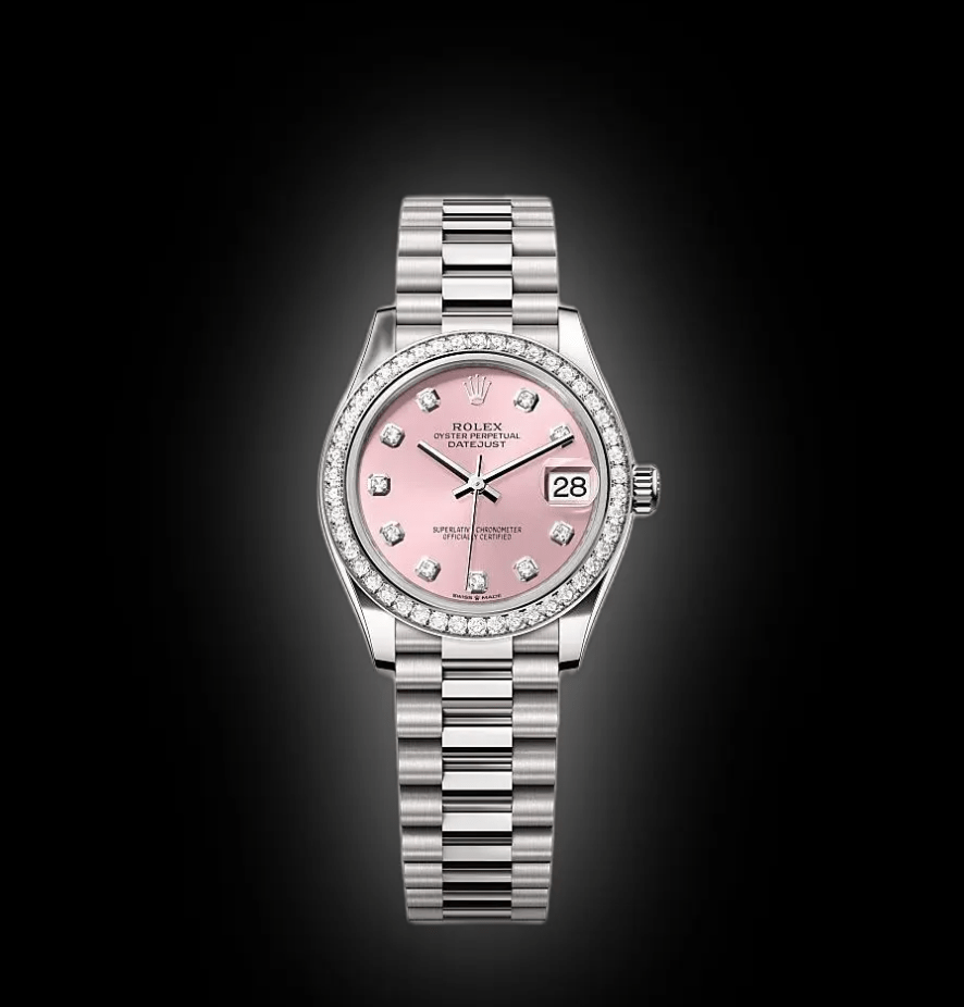 RLX Datejust m278289RBR-0022 Pink Dial White Gold President Watch
