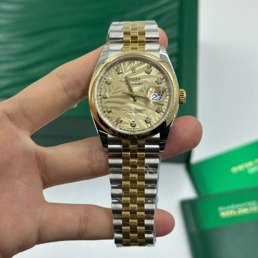RLX Datejust 36mm 126203 Golden Fluted Dial Domed Bezel Oyster Bracelet