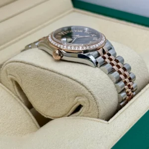 RLX Datejust m278381-0005/0006 Chocolate Roman Diamond 31mm Dial Diamond-Set Bezel and Oyster Bracelet Watch