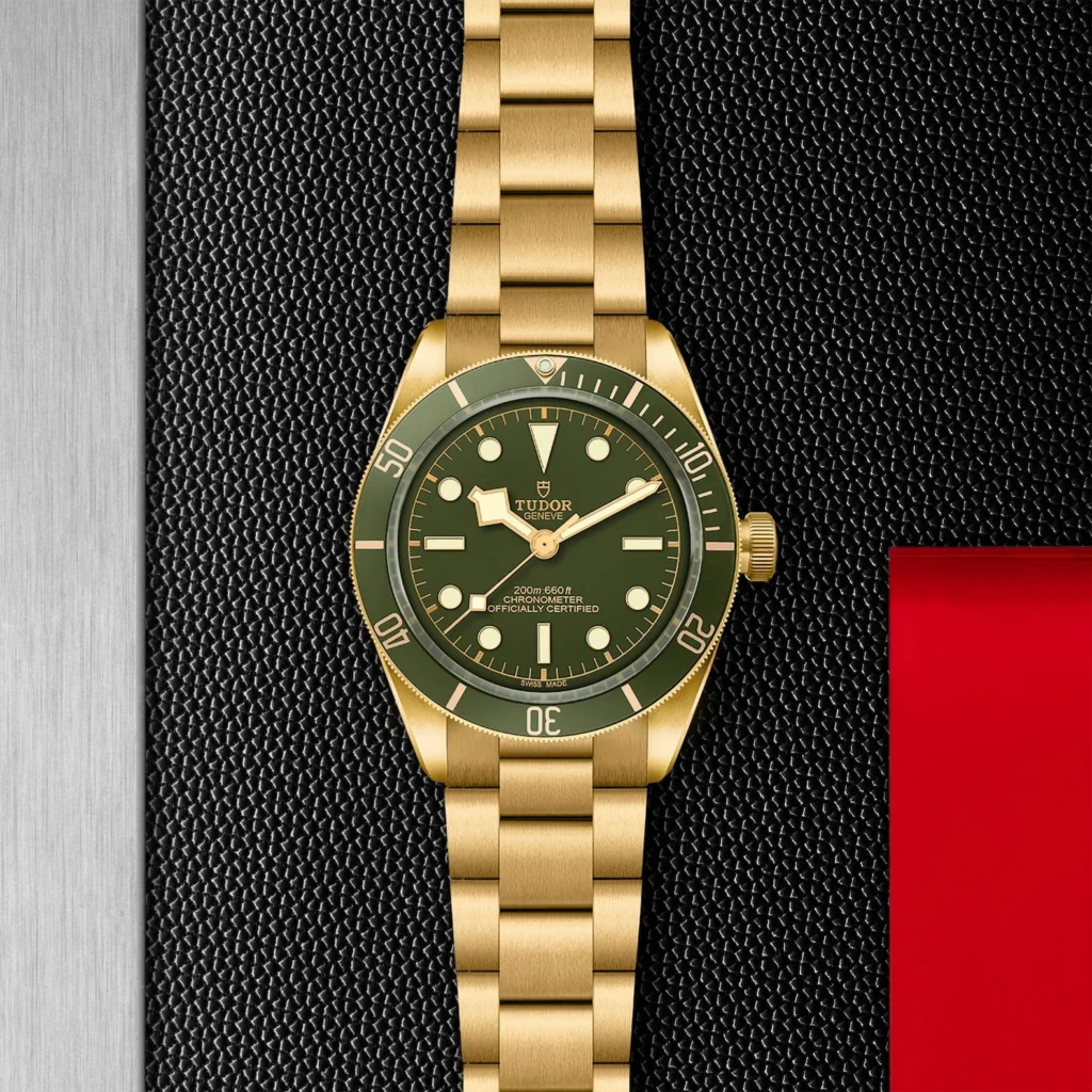 TUDOR Black Bay 58 18K 39mm 18ct Yellow Gold Green Dial Bracelet Watch M79018V-0006