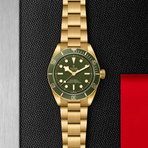 TUDOR Black Bay 58 18K 39mm 18ct Yellow Gold Green Dial Bracelet Watch M79018V-0006