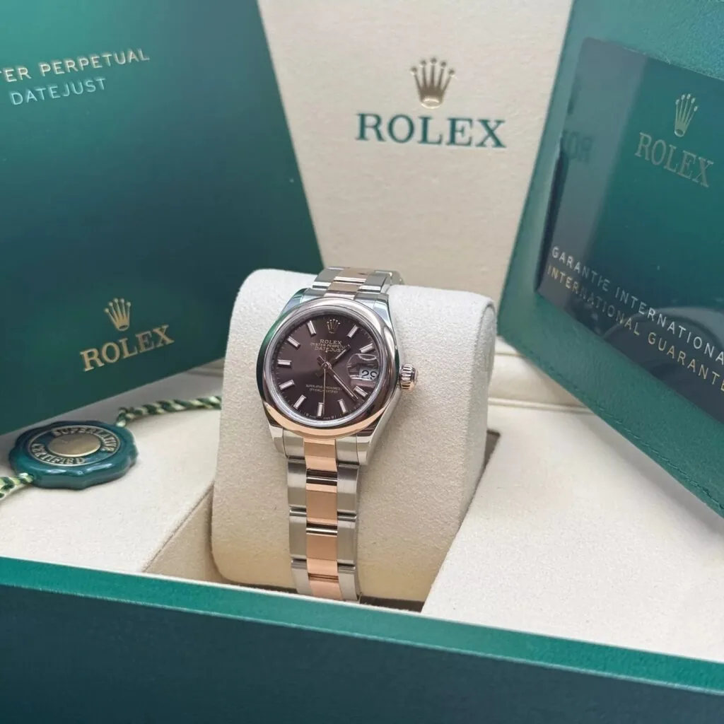 RLX Lady-Datejust 31mm 279161 Chocolate Stick Dial, Two Tone Stainless Steel & 18K Rose Gold Oyster Bracelet Women's Watch