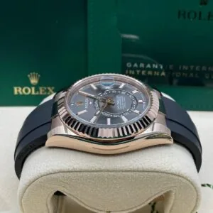 RLX Sky-Dweller 42mm Rose Gold Slate Dial Oysterflex - 336235