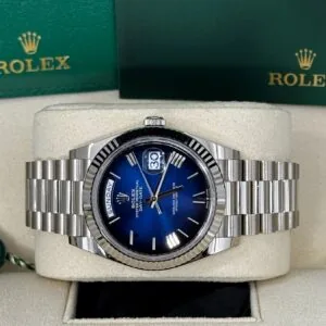 RLX Day-Date "President" 40mm Platinum Blue Roman Ombre Dial - 228236