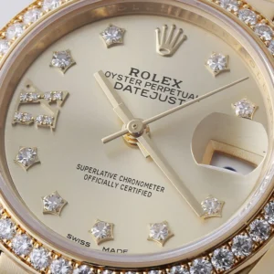 RLX Lady-Datejust 31mm 279138RBR Champagne Diamond Dial and Diamond Bezel Yellow Gold Bracelet