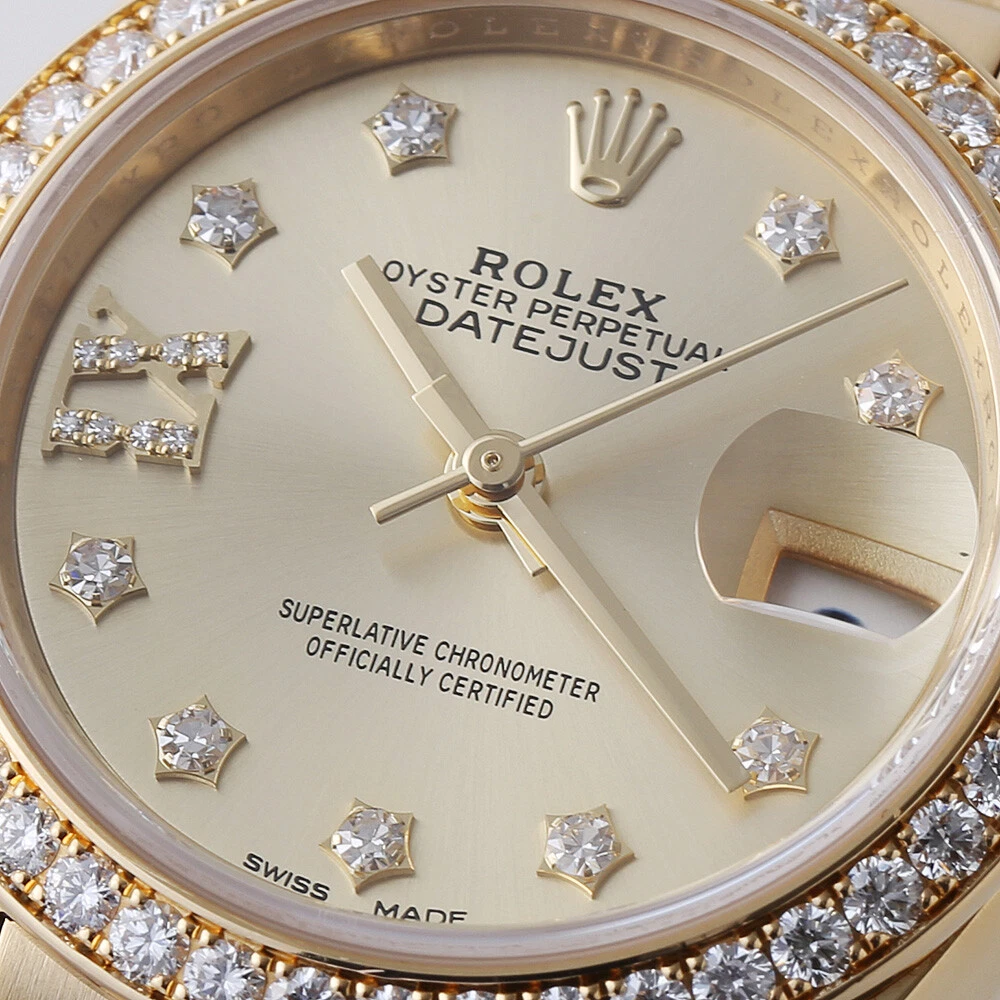 RLX Lady-Datejust 31mm 279138RBR Champagne Diamond Dial and Diamond Bezel Yellow Gold Bracelet