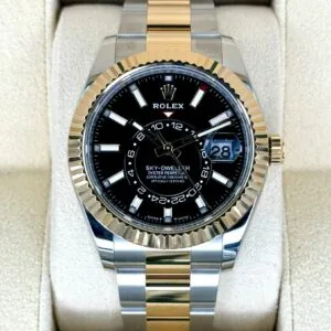 RLX Sky-Dweller 42mm 336933-0003/0004 Two-Tone Yellow Gold Black Dial Jubilee