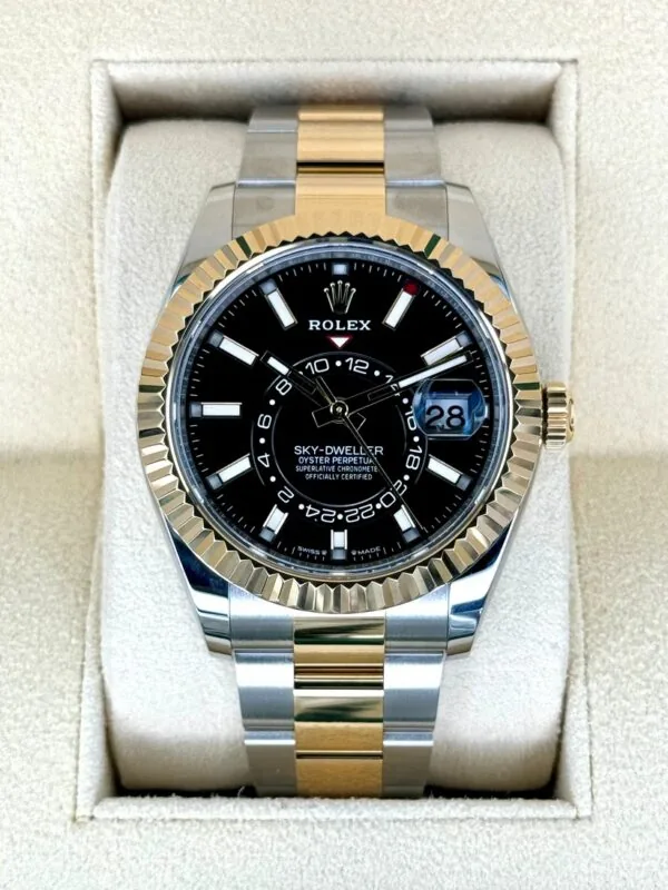 RLX Sky-Dweller 42mm 336933-0003/0004 Two-Tone Yellow Gold Black Dial Jubilee