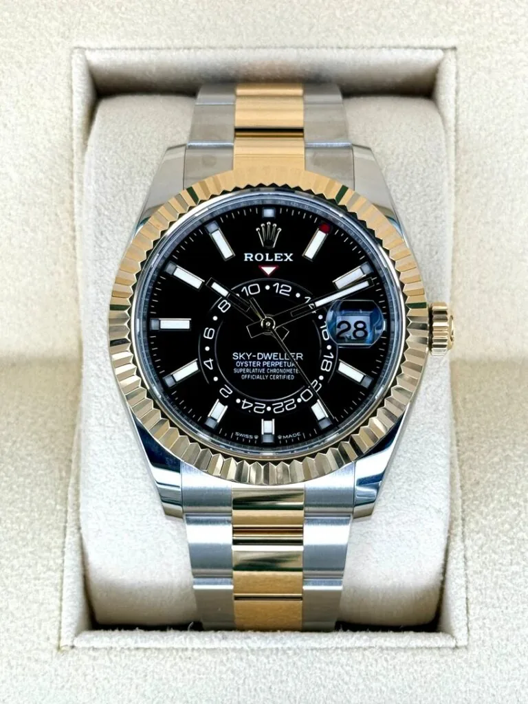RLX Sky-Dweller 42mm 336933-0003/0004 Two-Tone Yellow Gold Black Dial Jubilee